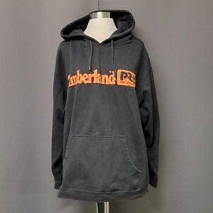 Timberland PRO Hoodie Black Orange Logo Workwear Fleece Pullover Grunge Mens XL
